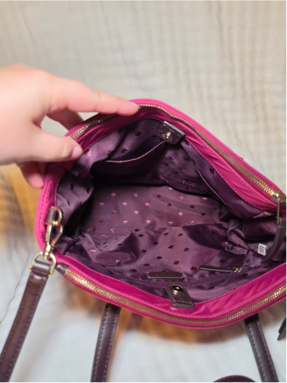 Kate Spade Nylon Shoulder Bag with optional Crossbody Strap
Burgundy and Black - Picture 9 of 12